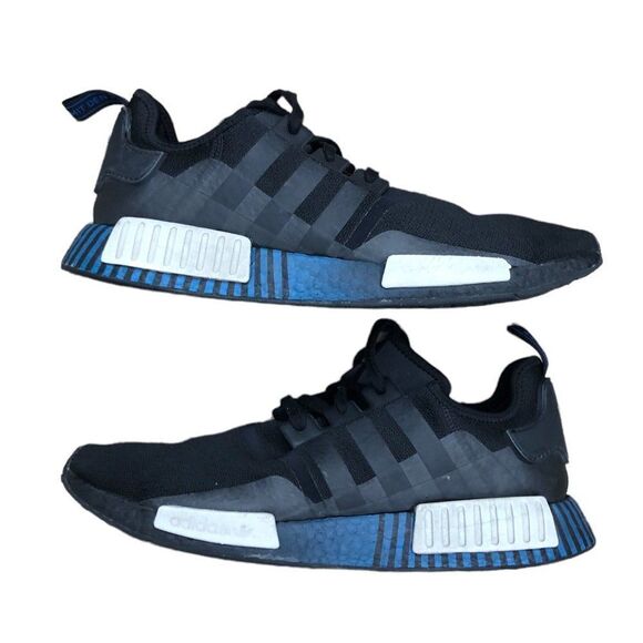 Rare 2020 Adidas NMD R1 Black Metal Grey Lush Blue Size 13 - Picture 1 of 16